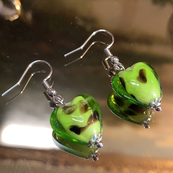 Puffy Heart Drop Earrings - Picture 2 of 5
